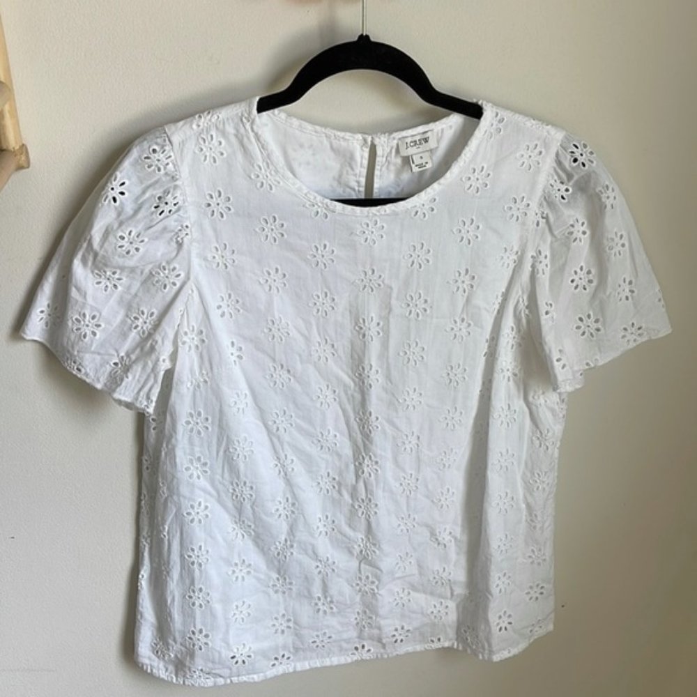 Eyelet Cotton Short Sleeve Top